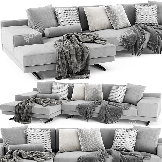 Poliform Mondrian Chaise Longue Sofa 3D model image 1