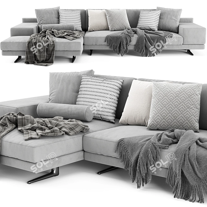 Poliform Mondrian Chaise Longue Sofa 3D model image 2