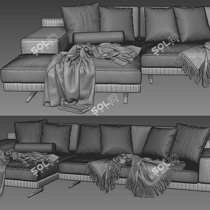 Poliform Mondrian Chaise Longue Sofa 3D model image 3