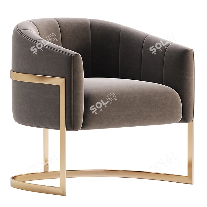 Plush Darren Velvet Barrel Chair 3D model image 2