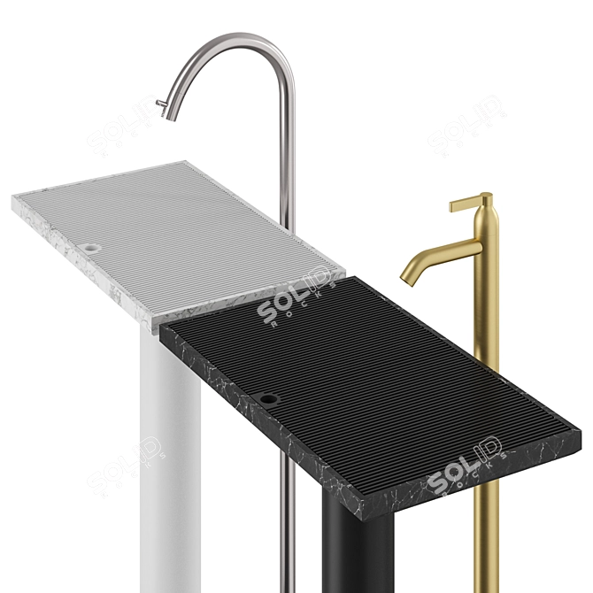 Ell Mesh Sink & Floor Faucet 3D model image 2