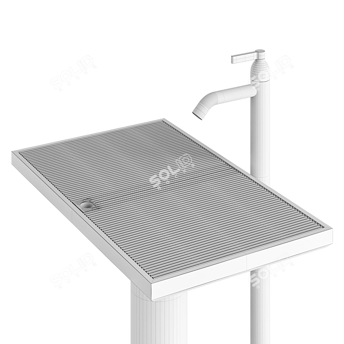 Ell Mesh Sink & Floor Faucet 3D model image 4