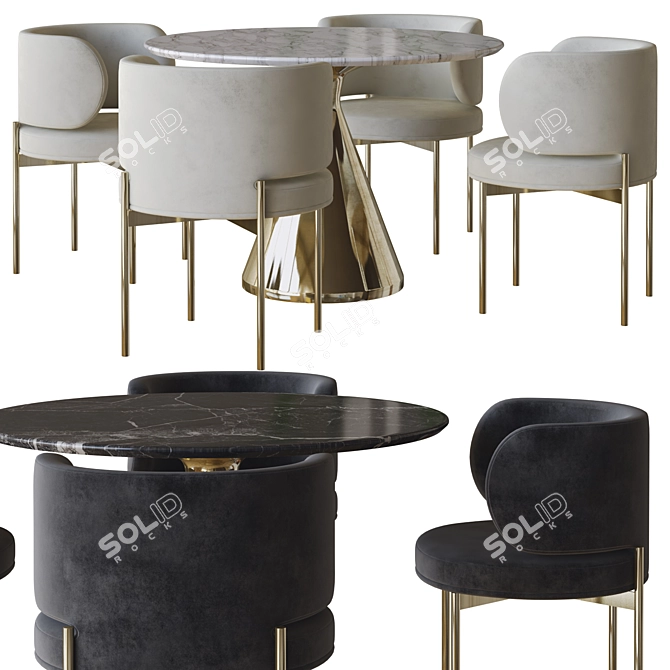 Gallotti&Radice Akiko Chair Set 3D model image 1