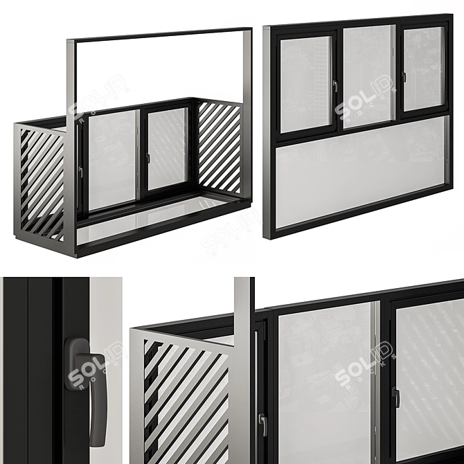 Convertible Window Balcony Set 17 3D model image 1