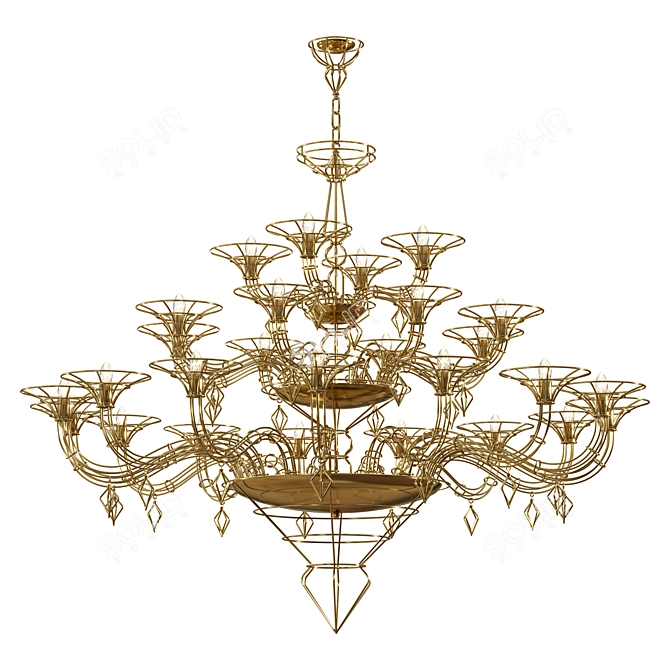 Modern Elegance in Dedalo Chandelier 3D model image 1