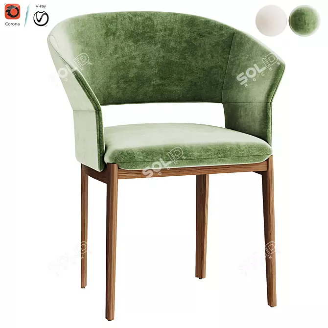 Modern Small Armchair in Grey 3D model image 1