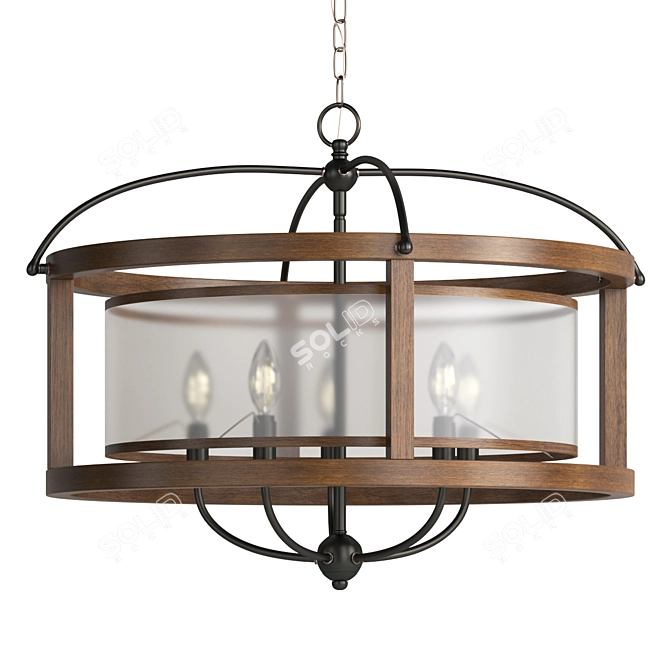Dark Bronze Round Chandelier Fixture 3D model image 1