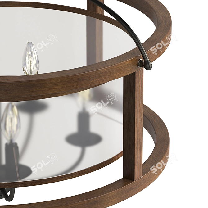 Dark Bronze Round Chandelier Fixture 3D model image 2