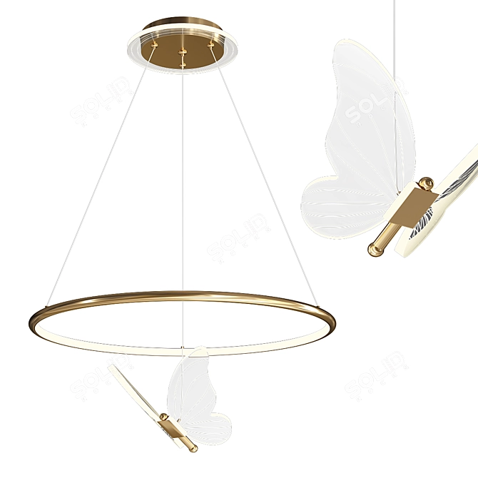 Elegant Butterfly Pendant Light Collection 3D model image 1