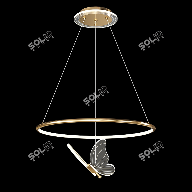 Elegant Butterfly Pendant Light Collection 3D model image 2