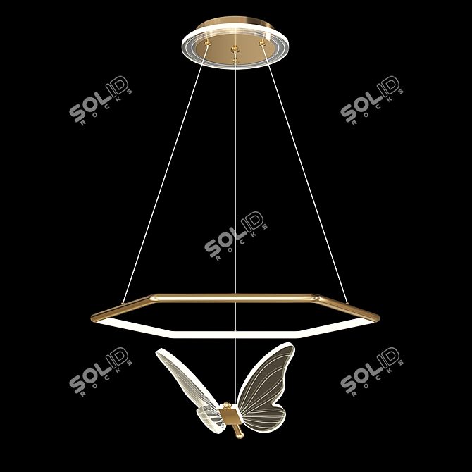 Elegant Butterfly Pendant Light Collection 3D model image 3