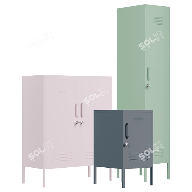 Stylish and Versatile Mustard Made Lockers 3D model image 2