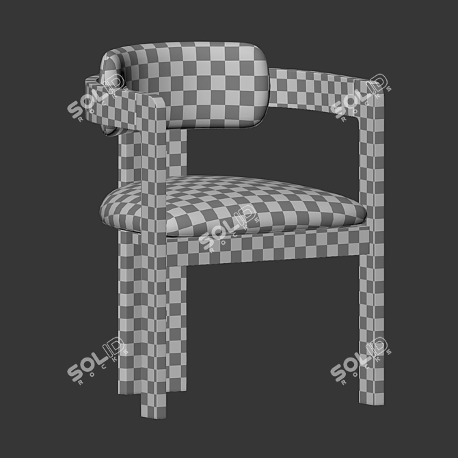 Velvet Upholstered Wood Kibo Chair 3D model image 5