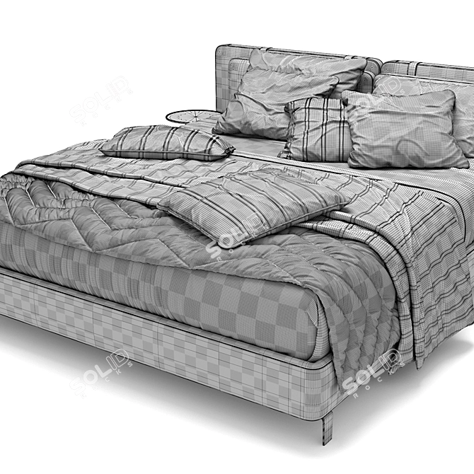 Elegant Modern Bed Furniture 3D model image 4