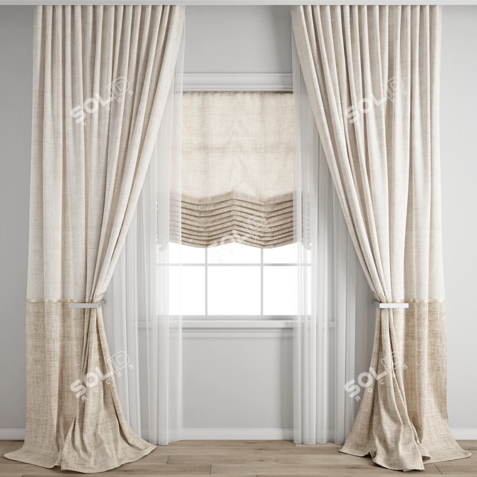 Polygonal Curtain Model Set 3D model image 4