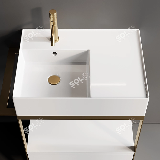 Solid Vanity Unit Set with Ceramic Basin 3D model image 3