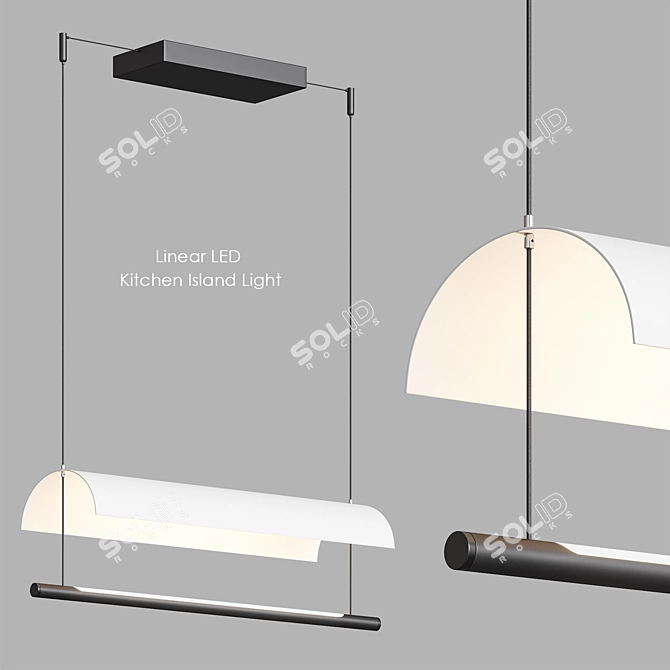 Modern Black White Linear LED Light 3D model image 1