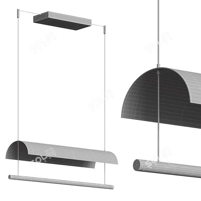 Modern Black White Linear LED Light 3D model image 3