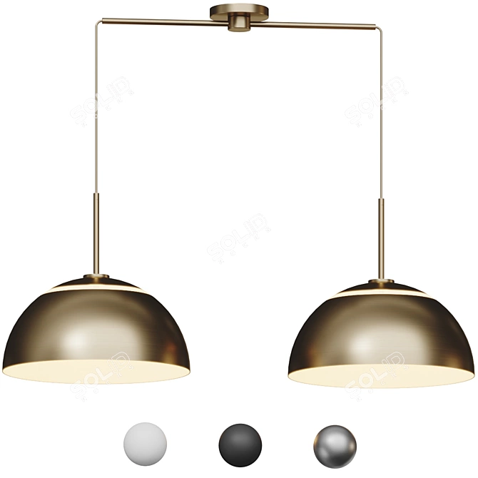 Two-Light Metal Pendant Light 3D model image 1