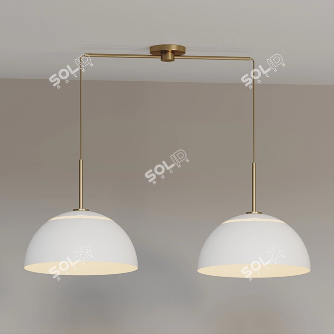 Two-Light Metal Pendant Light 3D model image 2