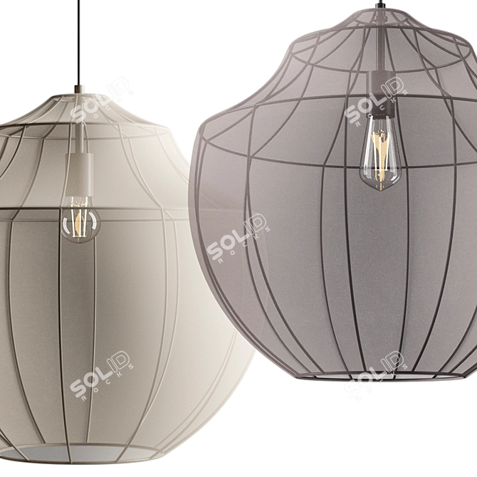 Elegance in Cream: Mesh Pendant 3D model image 4