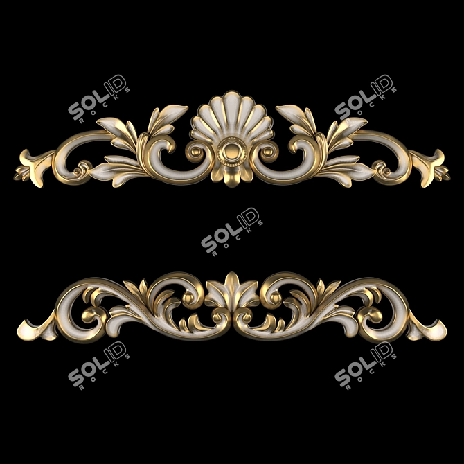 3D Max Gold Gypsum Ornament 3D model image 1