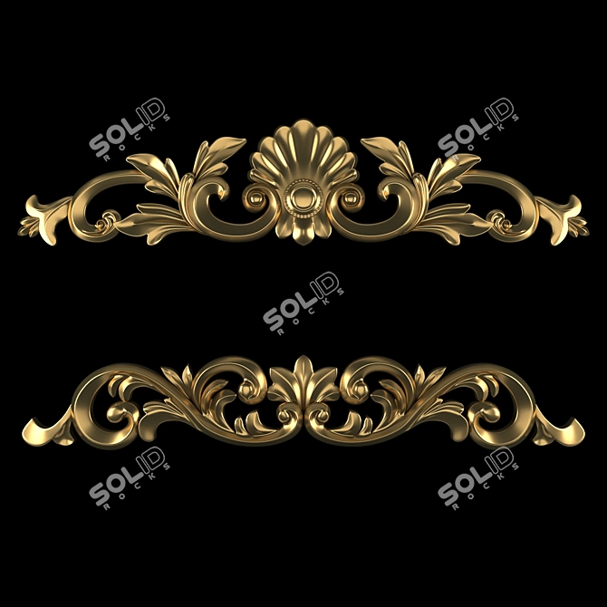 3D Max Gold Gypsum Ornament 3D model image 2