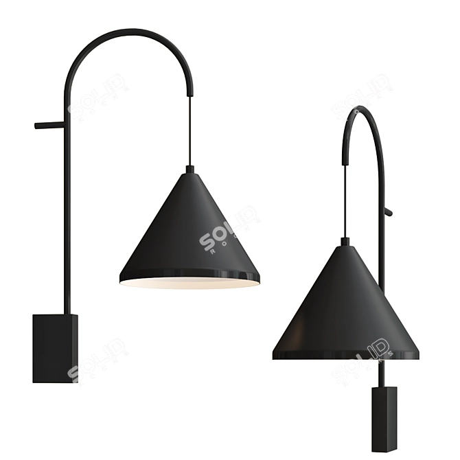 Modern Black Metal Berlin Lamp 3D model image 1