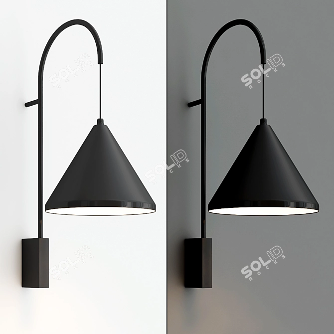 Modern Black Metal Berlin Lamp 3D model image 2