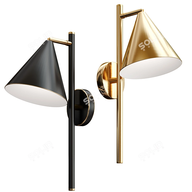 Modern Metal Wall Sconce, Brass 3D model image 1