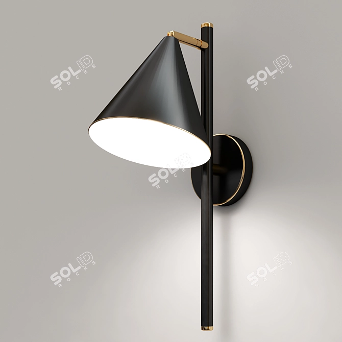 Modern Metal Wall Sconce, Brass 3D model image 4