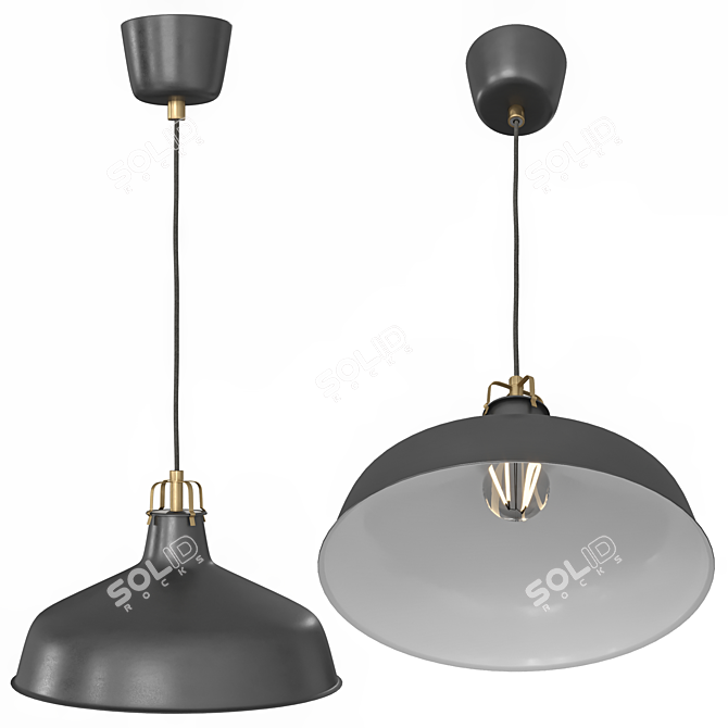 Sleek Black Pendant Lamp 3D model image 1