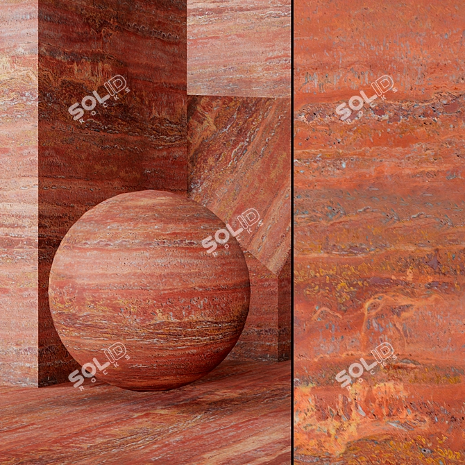 Red Travertine Texture Set 3D model image 1