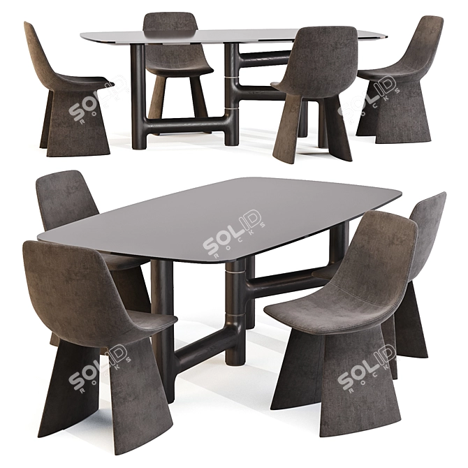 Bonaldo Dining Set: Pivot Table & Agea Chair 3D model image 1