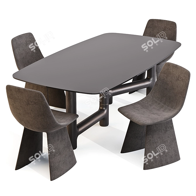 Bonaldo Dining Set: Pivot Table & Agea Chair 3D model image 2