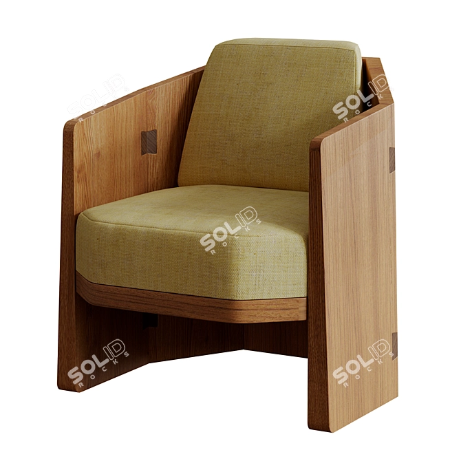 ELOI Oak Fabric Armchair, Yovanovitch 3D model image 1