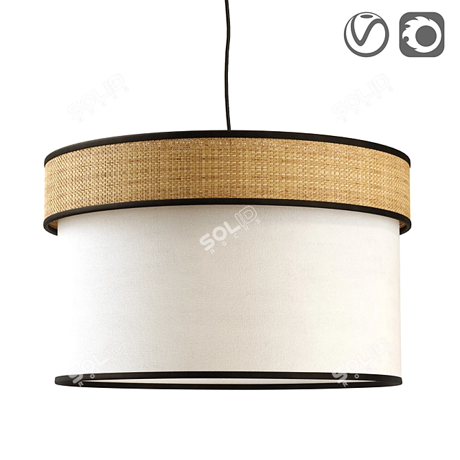 Amman Wooden Pendant Light, Chic 3D model image 1