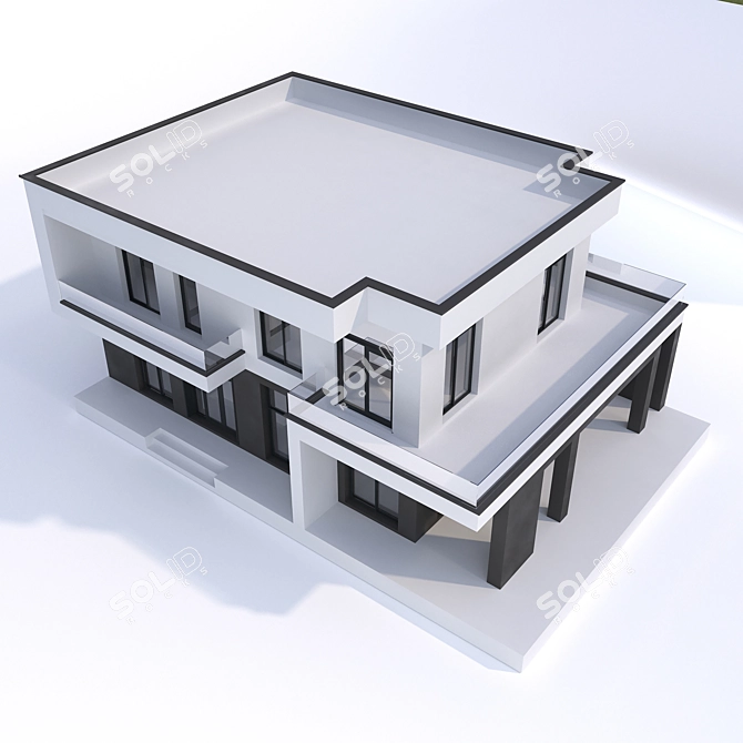 Stylish Contemporary Living Space 3D model image 4