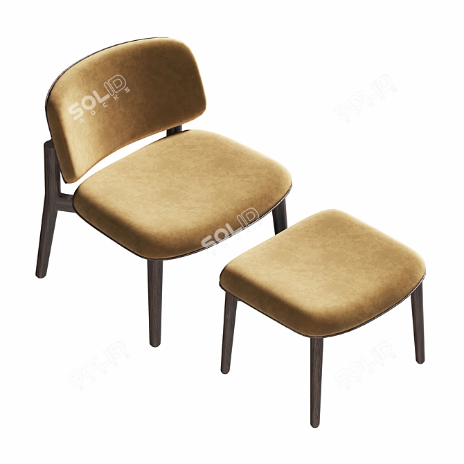 Elegant Poliform Curve Armchair 3D model image 2