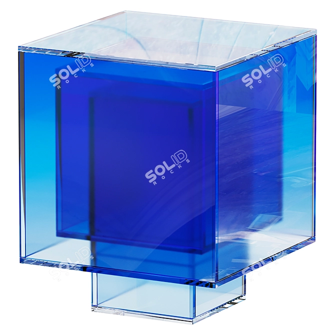 Blue Cube Side Table Acrylic 3D model image 2