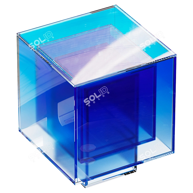 Blue Cube Side Table Acrylic 3D model image 3