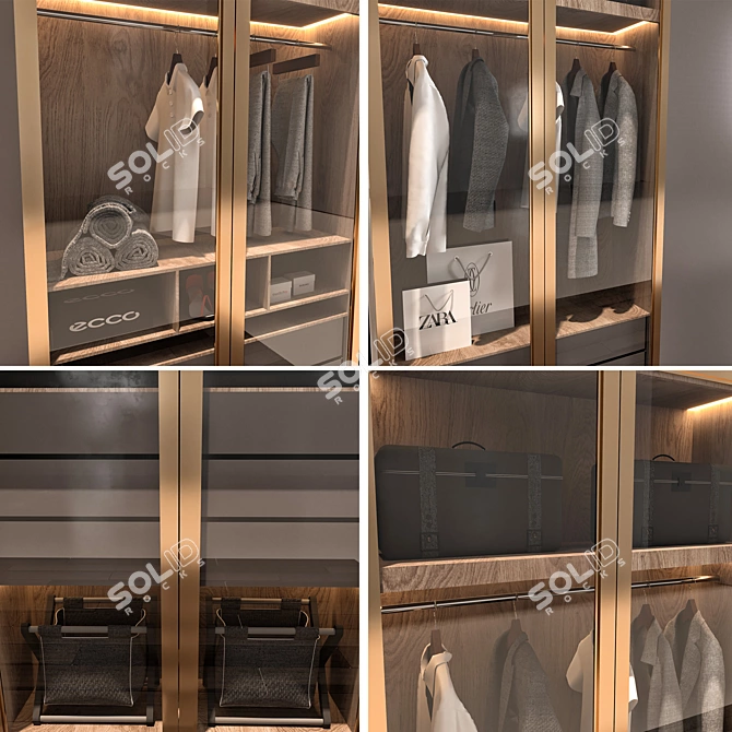 Luxury Decorative Wardrobe Set 3D model image 2