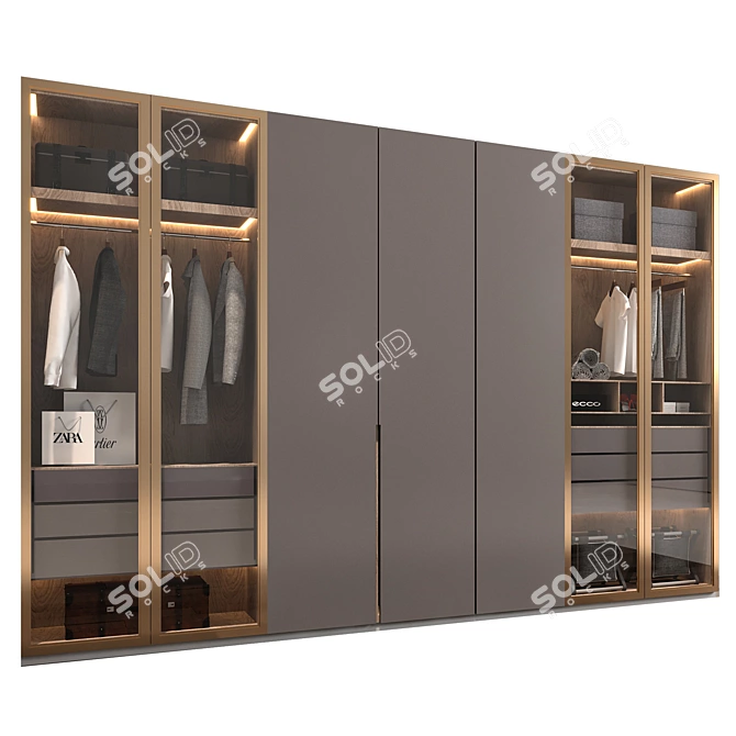 Luxury Decorative Wardrobe Set 3D model image 3