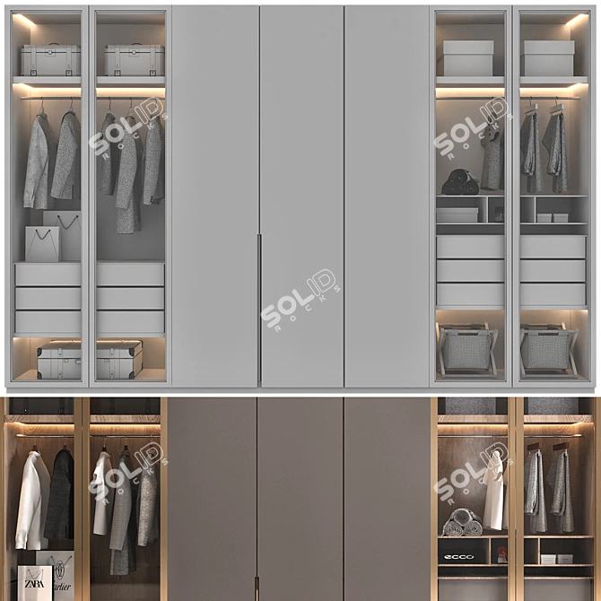 Luxury Decorative Wardrobe Set 3D model image 7