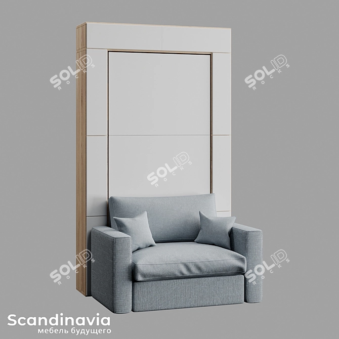 Scandi 02 Sofa-Bed Transforming Cabinets 3D model image 2