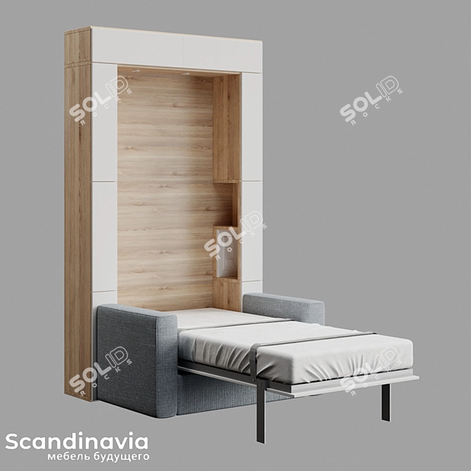 Scandi 02 Sofa-Bed Transforming Cabinets 3D model image 3