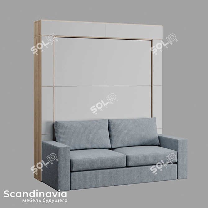 Scandi 02 Sofa-Bed Transforming Cabinets 3D model image 4