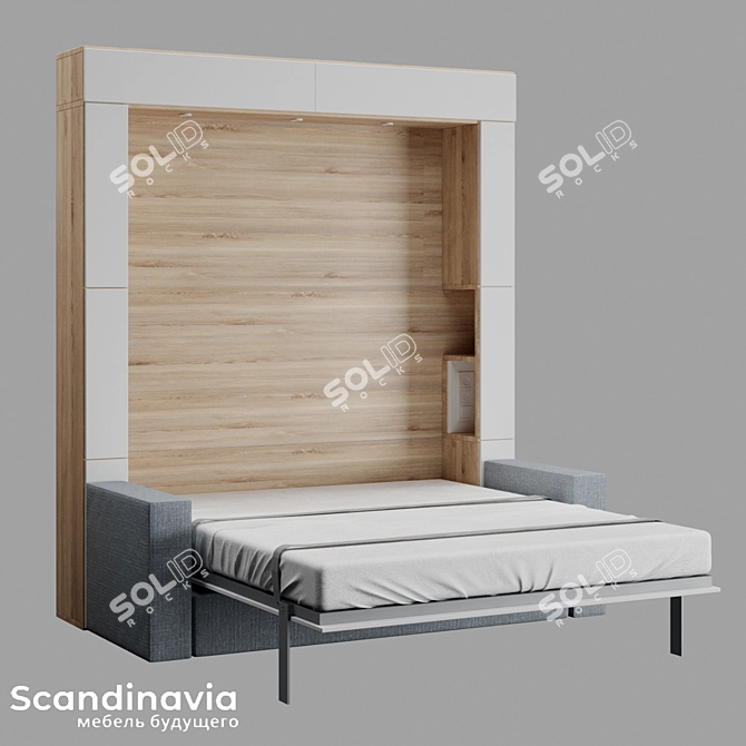 Scandi 02 Sofa-Bed Transforming Cabinets 3D model image 5