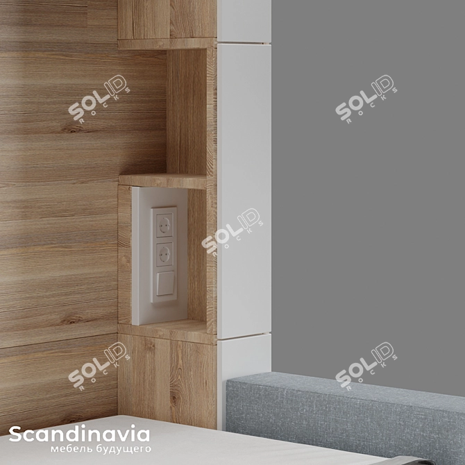 Scandi 02 Sofa-Bed Transforming Cabinets 3D model image 6