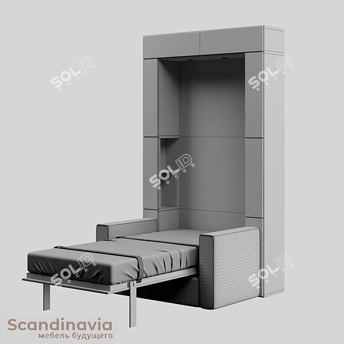 Scandi 02 Sofa-Bed Transforming Cabinets 3D model image 7